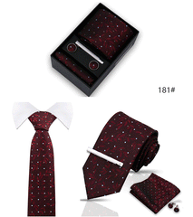 Tie For Men Tie Clips Set Silk Necktie Man Wedding Blouses Dress Cufflinks Gift Box Pocket Square Clip Business Skinny Gravetas