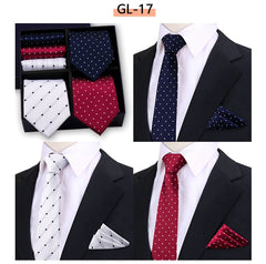 Luxury Men's Tie 3 Sets In Gift Box Paisley Striped Necktie Handkerchief For Men Gravata Wedding Formal Clothing Accessories