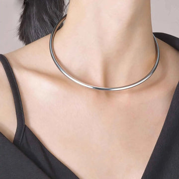 Gold Color Stainless Steel Choker Necklace for Women, Adjustable Chain Collarbone Necklace, Personalized Popular Jewelry Gift