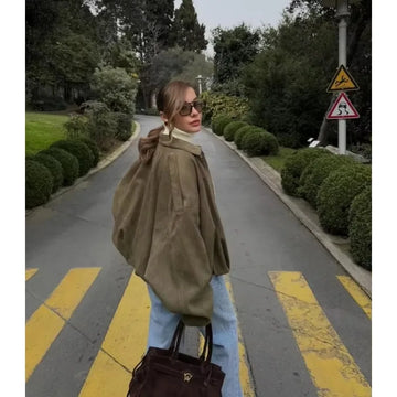 2025New Autumn Winter Leisure Solid Color Women Jacket Coat Zipper Long Sleeve Elegant Loose Women Outwear