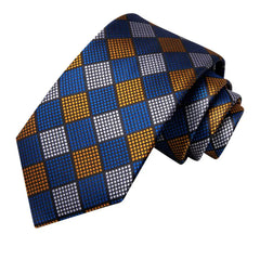 Hi-Tie Plaid Navy Blue Silk Elegant Tie For Men Groom Wedding Men Necktie Pocket Square Cufflink Accessory Wholesale Designer