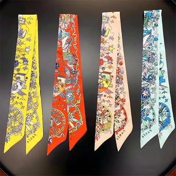 New Design Spring Scarf Women Skinny Silk Scarf For Ladies Luxury Brand  Bag Scarves Neck Hair Letter Foulard Headband