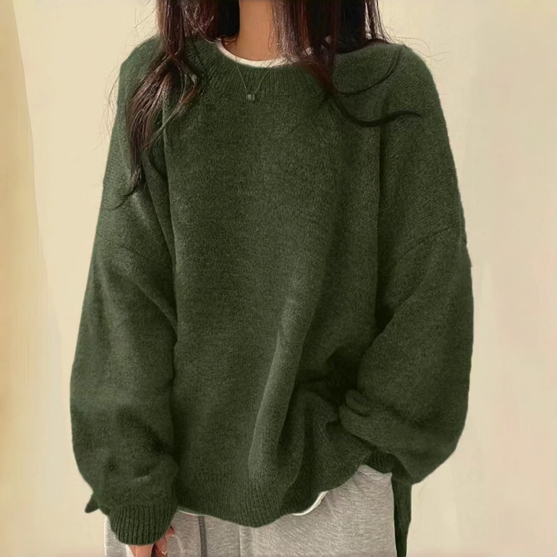 REALEFT Autumn Winter Korean Loose Women's Knitted Sweaters 2025 New Side Split Long Sleeve Solid Casual Pullovers Tops Female