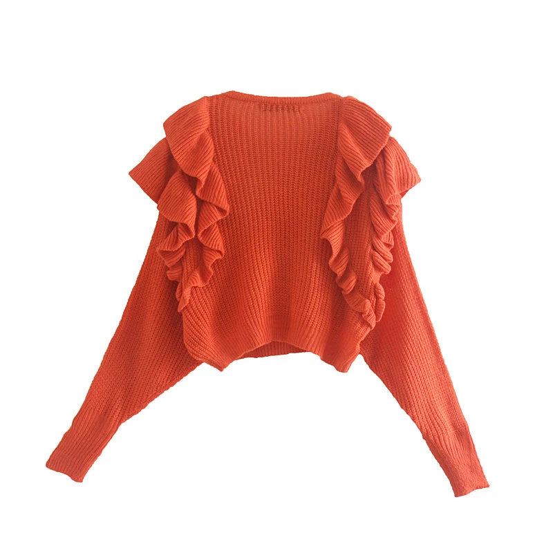 European and American style winter new women's clothing design sense versatile layered decoration collar knitted sweater
