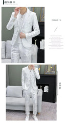 Men's Suit Set Shiny Gold and Silver 2-piece Set Korean Fashion Host Wedding Set Suit Jacket+pants Men's Hot Stamping Clothing