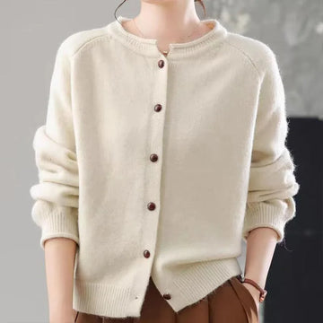 Autumn Winter New Fashion All-match O-neck Knit Cardigan Women Clothing Casual Loose Solid Button Sweaters Office Lady Chic Top