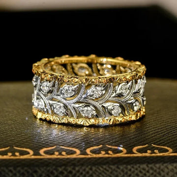 Huitan Aesthetic Hollow Leaf Design Rings Female Trendy Luxury Charms Jewelry for Engagement Delicate Graceful Party Accessories
