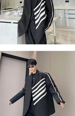 LUZHEN Casual Color Trendy Stripe Men's Contrast 2024 Design Blazer Coat High Quality Street Fashion Elegant Suit Jacket B60c0a