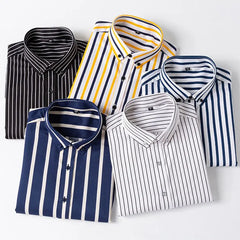 Men's Business Casual Long Sleeve shirt Classic striped social dress shirt Wear free, wrinkle-resistant and easy to care for