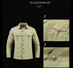 2024 New Men's Tactical Shirts Summer Lightweight Quick Drying Shirts Hiking Nylon Shirts Long Sleeve Outdoor Work Cargo Shirts