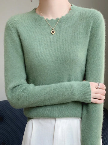 2025 Women Knitted Slim Pullover Autumn Winter O-Neck Versatile Sweaters Casual Solid O-Collar Sweater Long Sleeve Tops