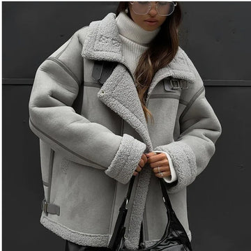 2026 New Winter Women Oversized Teddy Jacket Autumn Faux Fur Collar Coats Jackets Female Loose Thickened Lamb Wool Coat