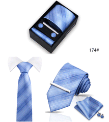 Tie For Men Tie Clips Set Silk Necktie Man Wedding Blouses Dress Cufflinks Gift Box Pocket Square Clip Business Skinny Gravetas