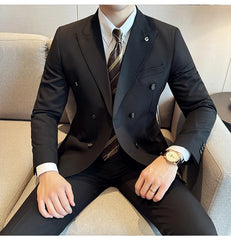 2024 Spring New Ins British Style (suit + Trousers) Trend Slim-fit Business Gentleman Men's Suit Suit Large Size Two-piece Set