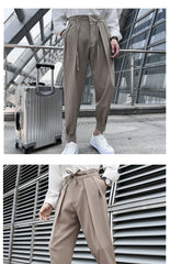 2023 Summer Elastic Waist Drape Suit Pants Men Business Office Casual Pants Male Fashion Loose Social Party Formal Trousers