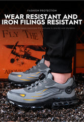 Rotating Button New Safety Shoes Men Anti-smash Anti-puncture Work Shoes Fashion Men Sport Shoes Security Protective Boots Men