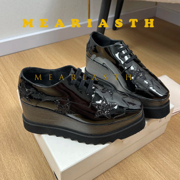 Women Walking Sneakers Autumn Lace-up High Platform Chunky Shoes Breathable Leather Shoes 8.5CM Winter Wedge Heels Casual Shoes