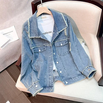 Vintage Hole Denim Coat Women Spring Autumn 2025 New Fashion Single-Breasted Jeans Jacket Female Loose Outerwear Tops Tide T903