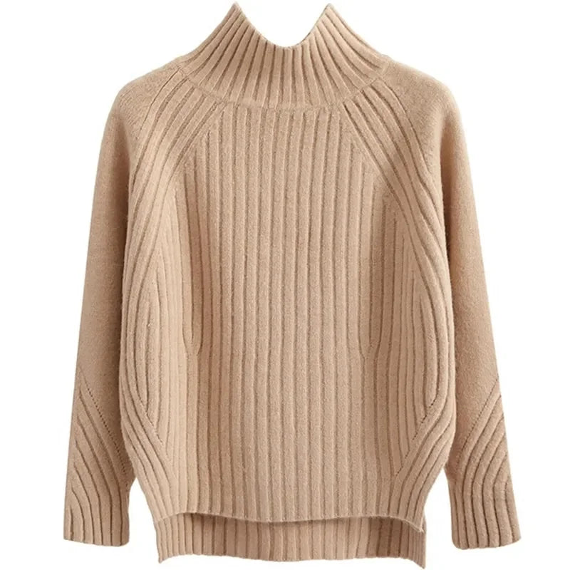 Women Turtleneck Sweater Winter Fashion Pullover Elastic Knit Ladies Jumper Casual Solid Black Female Basic Tops