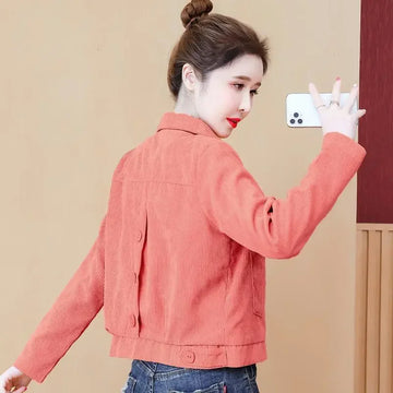 Fashion Thin Corduroy Short Jacket Women Spring Autumn 2025 New Korean Single Breasted Casual Slim Coat Female Outerwear T1181
