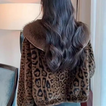 High Quality 2026 Fashion Fur Collor Mink Fur Jacket New Short Fur Design Thick And Warm Leopard Print Coat Imitating Fur Coat