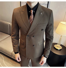 2024 Spring New Ins British Style (suit + Trousers) Trend Slim-fit Business Gentleman Men's Suit Suit Large Size Two-piece Set