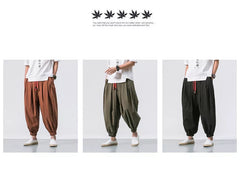 FGKKS New Oversize Men Loose Harem Pants Autumn Chinese Linen Overweight Sweatpants High Quality Casual Brand Trousers Male