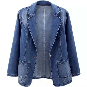 Women denim jacket Spring autumn 2025 new Korean fashion pocket single button outerwear casual tops female slim jeans coat R281