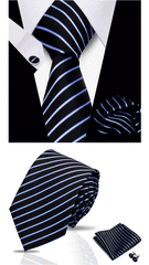 Fashion Elegant Men's Gifts Necktie Striped Paisley Dot Tie Handchief Cufflink 3 Piece Business Wedding Suit Accessories Party