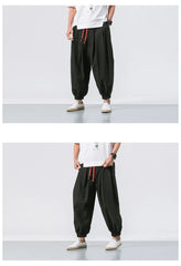 FGKKS New Oversize Men Loose Harem Pants Autumn Chinese Linen Overweight Sweatpants High Quality Casual Brand Trousers Male