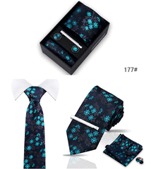 Tie For Men Tie Clips Set Silk Necktie Man Wedding Blouses Dress Cufflinks Gift Box Pocket Square Clip Business Skinny Gravetas