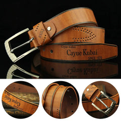 Men's Leather Belt Letter Print Luxury Classic Buckle Business Cowboy Vintage Waistband Alloy Belts