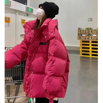 Black Cotton Jacket Women's Short 2025 New Winter Korean Style Thickened Loose Bread Style Small Size Casual Comfortable Coat