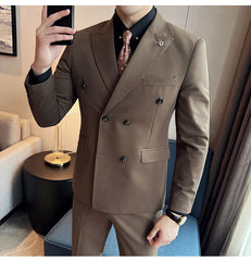 2024 Spring New Ins British Style (suit + Trousers) Trend Slim-fit Business Gentleman Men's Suit Suit Large Size Two-piece Set